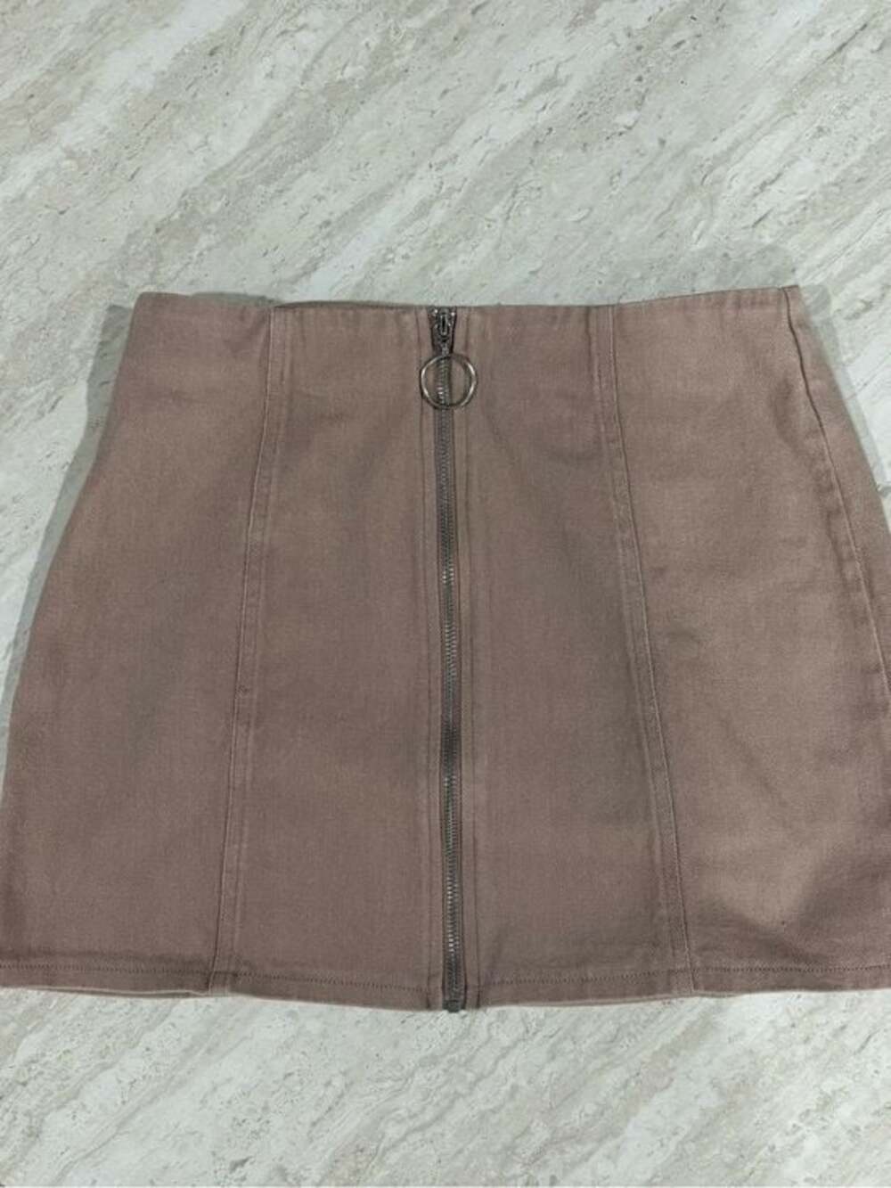 Chloe & Katie Mauve Zip-Front Mini Skirt